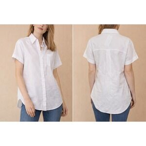APRAW Women's White Short Sleeve Button Down‎ Shirt XS 100% Cotton